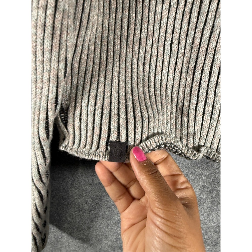 Lululemon Alpaca‎ Wool Blend Ribbed Sweater Womens Size 12 Grey Black LW3GKGS - Picture 3 of 8